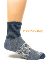 All Purpose All Season Alpaca Wool Socks - Quarter Crew in Slate Blue, inside of sock.