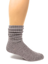 Ribbed Casual Alpaca Socks - Scrunched, Natural Flannel Gray.