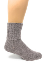 Ribbed Casual Alpaca Socks - Folded - Cuffed, Natural Flannel Gray
