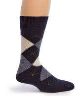 Baby Alpaca Argyle Socks, Side Blue.