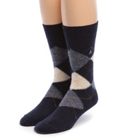 Classic Argyle Alpaca Crew Socks, Front Blue.