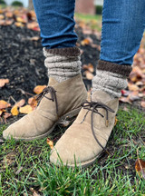 Reversible Hand Knit 100% Alpaca Wool Socks with suede boots.