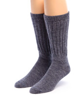 Everyday Diabetic Wide-Calf Alpaca Crew Socks, Front Denim.
