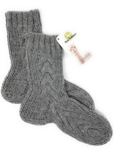 Warrior Alpaca Socks 100% Pure Alpaca Wool, Hand Knit Cable Socks, Flat.