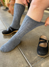 Comfort Plus Diabetic Wide-Calf Terry Alpaca Socks on Model.