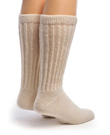 Comfort Plus Diabetic Wide-Calf Terry Alpaca Socks, Back in Natural.