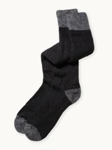 Long John Colorblock Alpaca Boot Socks in black terry lined