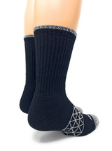 All Purpose Cushioned Alpaca Mid-Crew Socks - Comfort Collection in Black - Heel.