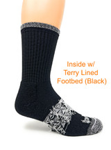 All Purpose Cushioned Alpaca Crew Socks - Comfort Collection in Black - Inside.