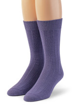 Women's Baby Alpaca Wool Wide Ribbed Lounge & Bed Socks Lavender Purple
Front View