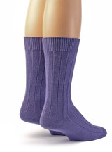 Women's Baby Alpaca Wool Wide Ribbed Lounge & Bed Socks Lavender Purple
Back View