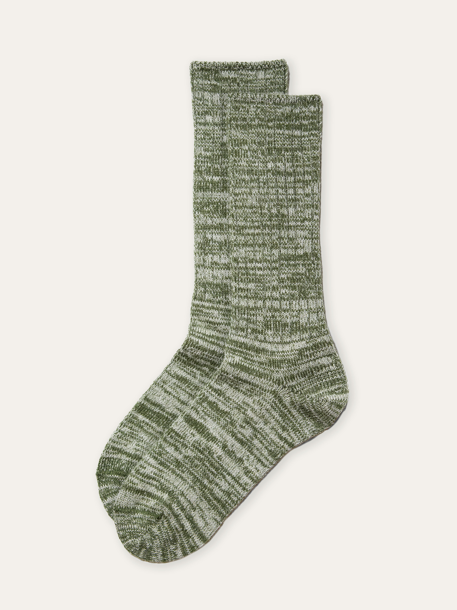 Women's Lodge Marled Alpaca Crew Socks in olive ivory
