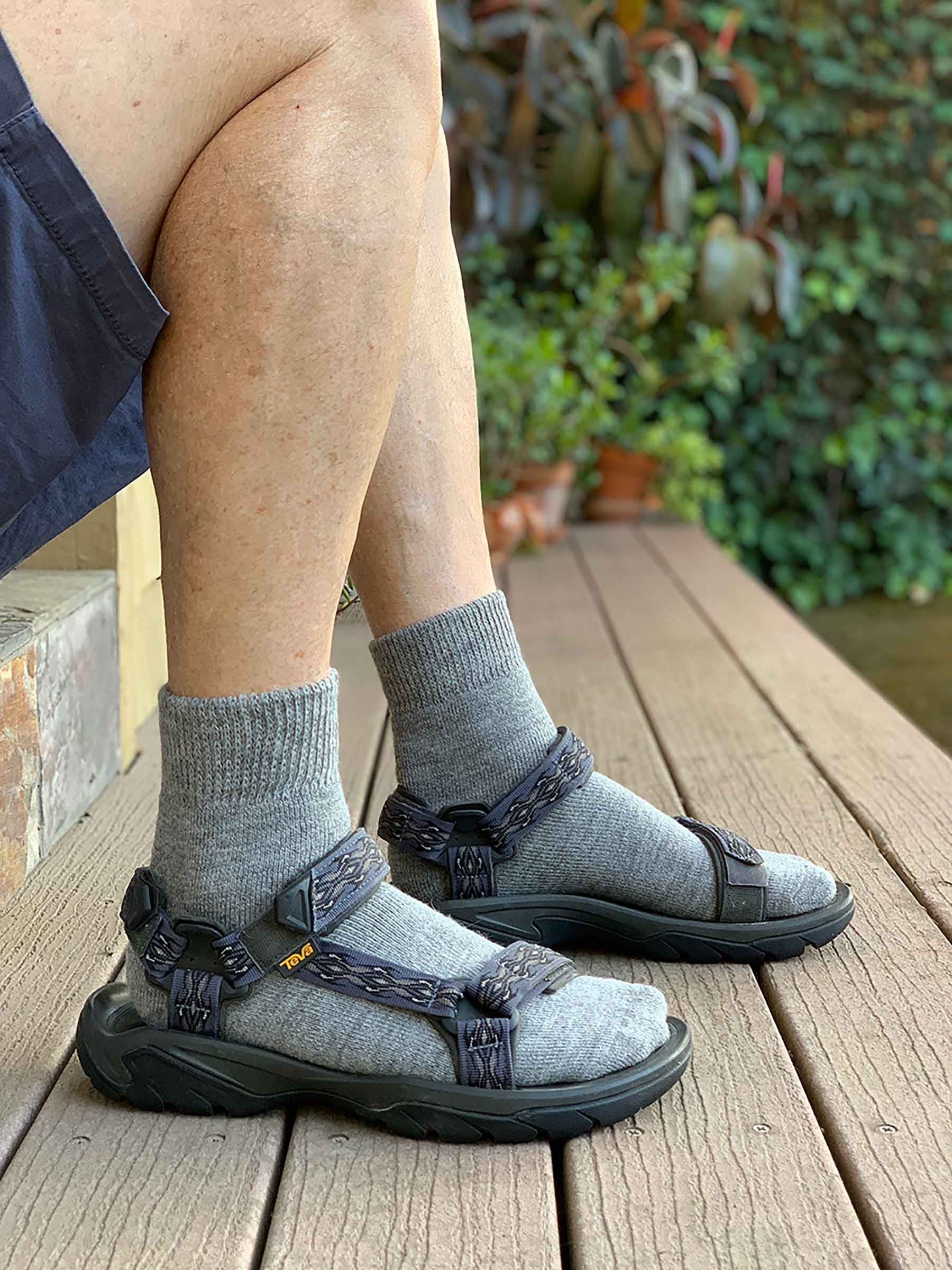 Outdoor Terry Lined Ankle Alpaca Wool Socks - Socks with Sandals