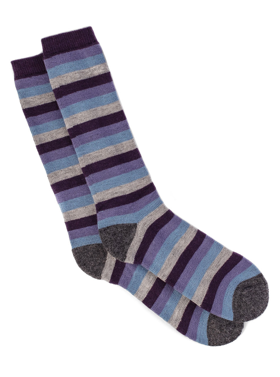 Lifesaver - Multi Colored Terry Lined Crew Outdoor Alpaca  Wool Socks - Flat View