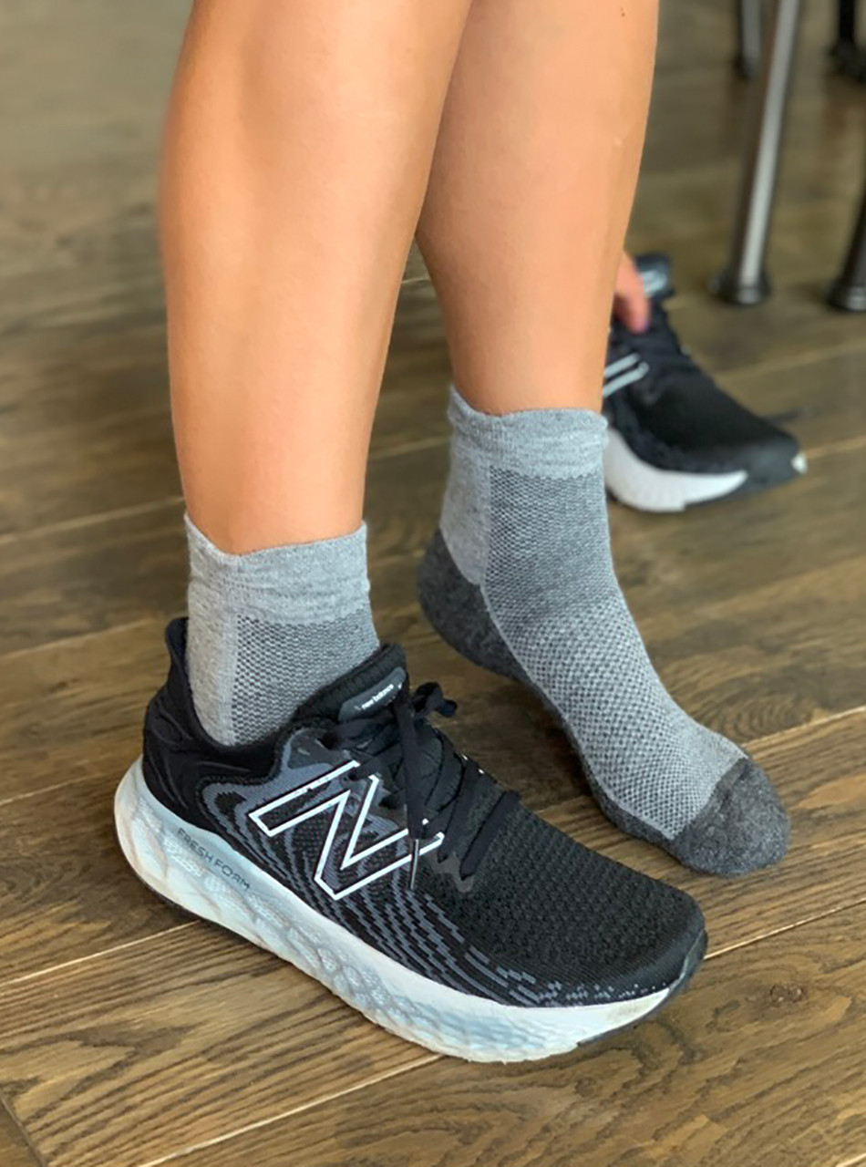 Warrior Alpaca Cushioned Cross-Trainer - High Performance Athletic Quarter-Crew Socks - on model.
