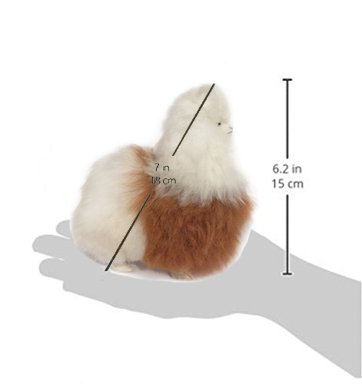 100%  Baby Alpaca Fur Alpaca Figurine - Soft Sculptured Figure 7" as Measured diagonally.