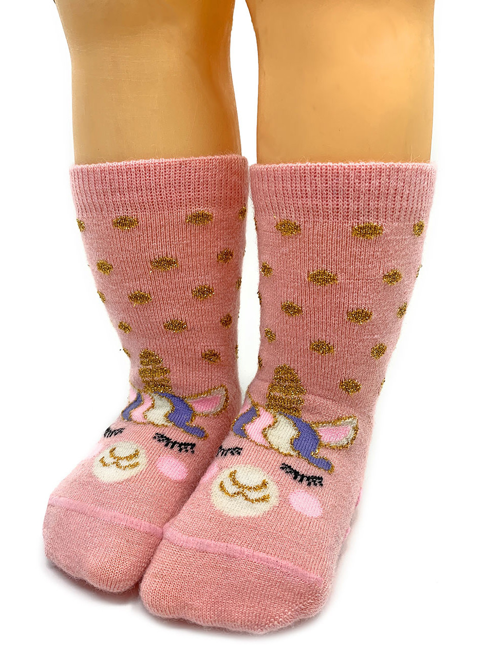 Alpaca Unicorn Non-Skid Kids Alpaca Socks Pre-K on Feet