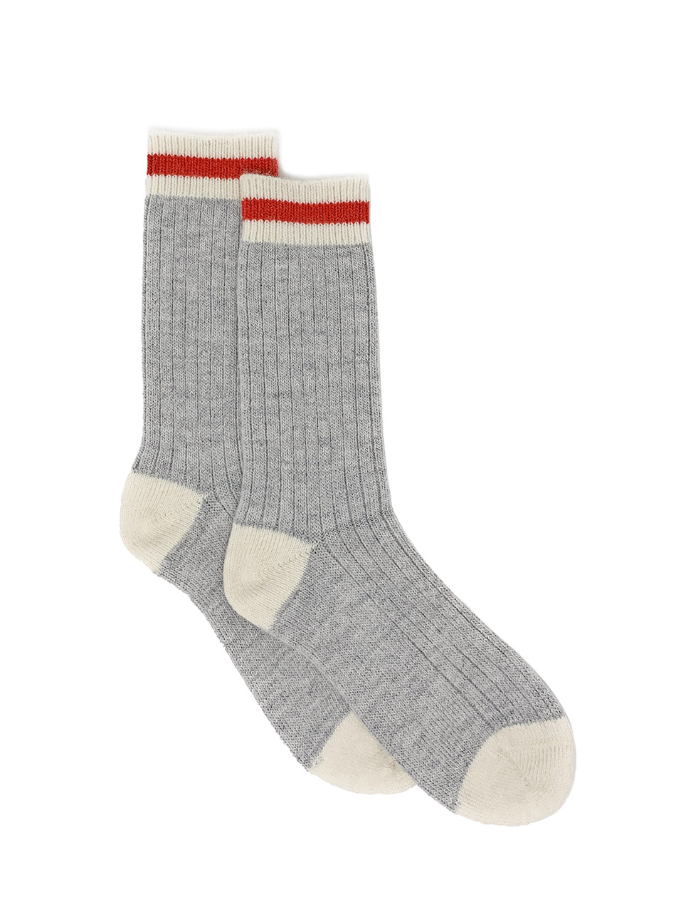 Varsity Red Stripe Alpaca Crew Socks for Kids of Every Age - Flat.
