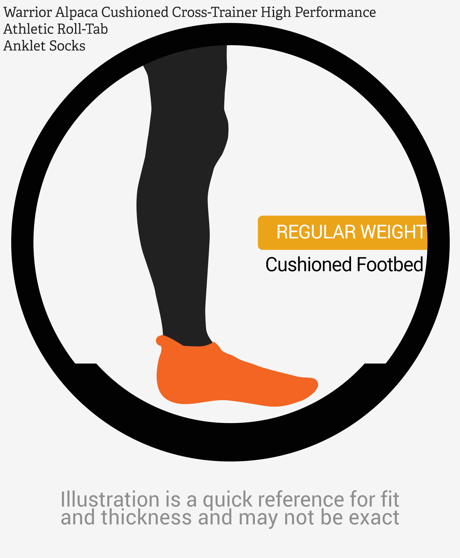 Warrior Alpaca Cushioned Cross-Trainer - High Performance Athletic Anklet Socks Illustration.