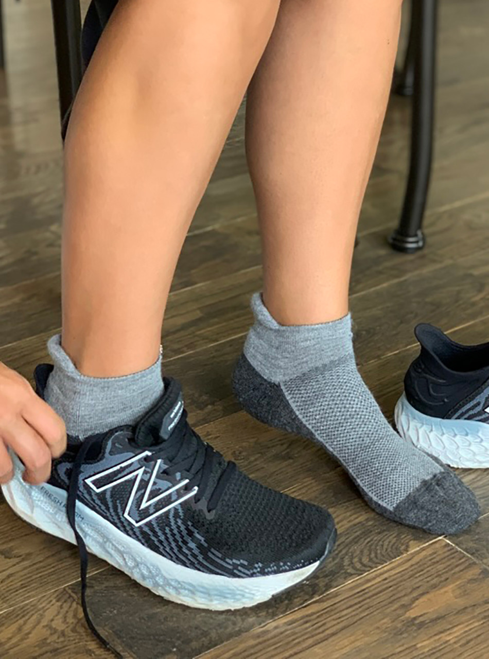 Warrior Alpaca Cushioned Cross-Trainer - High Performance Athletic Anklet Socks on model.
