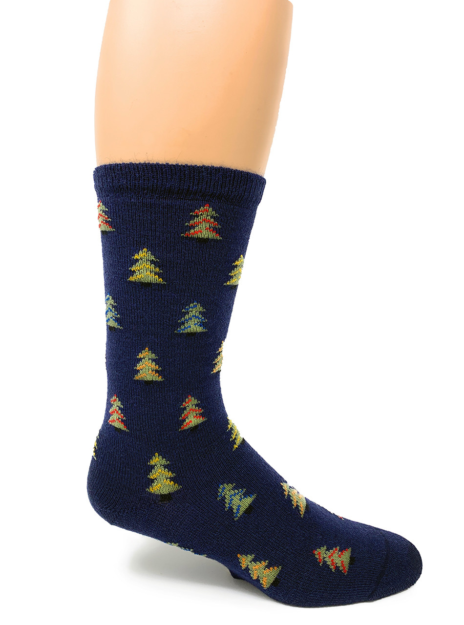 Holiday Christmas Tree Farm Baby Alpaca Socks for women.