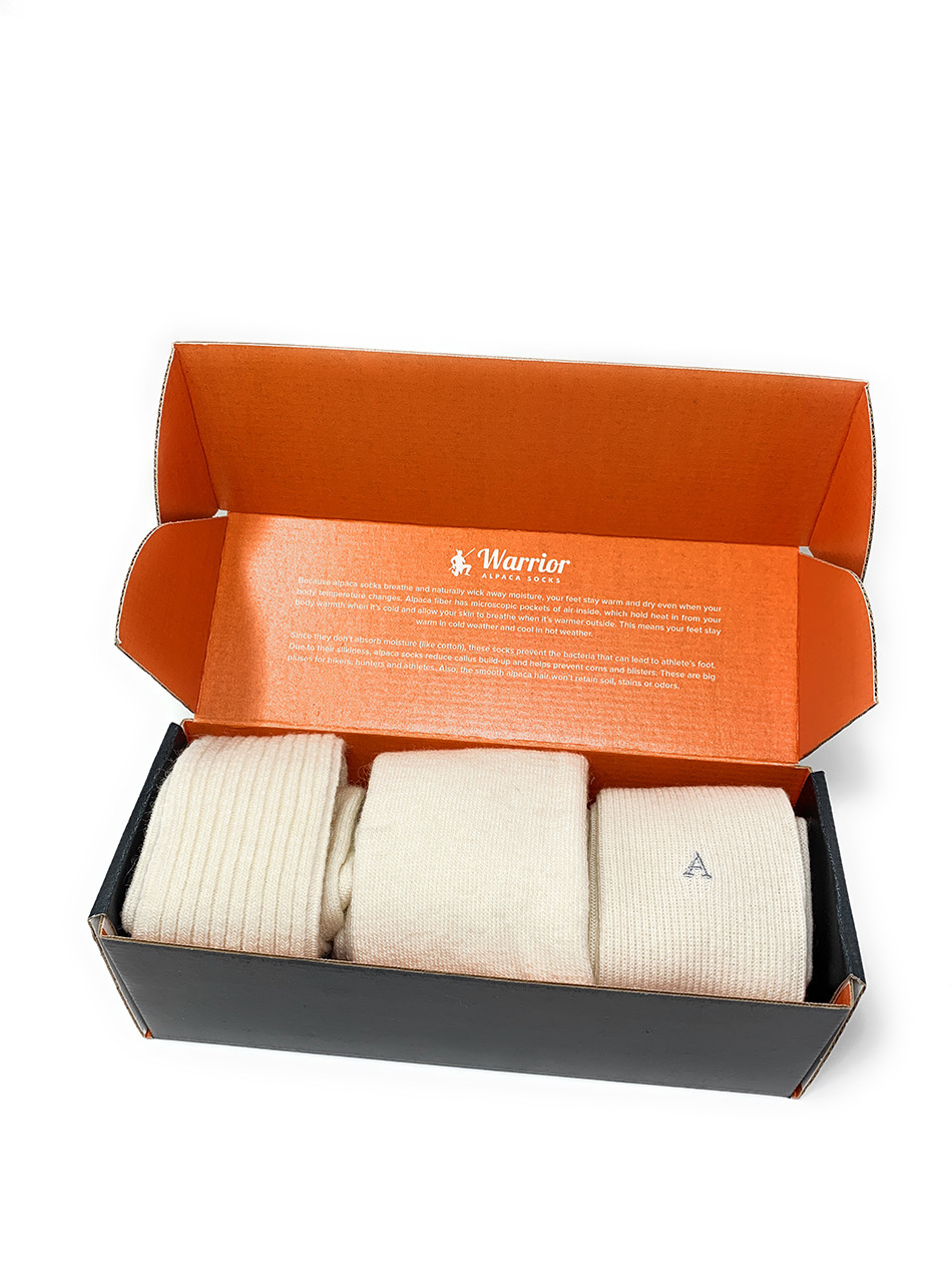 Purest Alpaca Sock Gift Box of White Socks
Alpaca Socks in Box