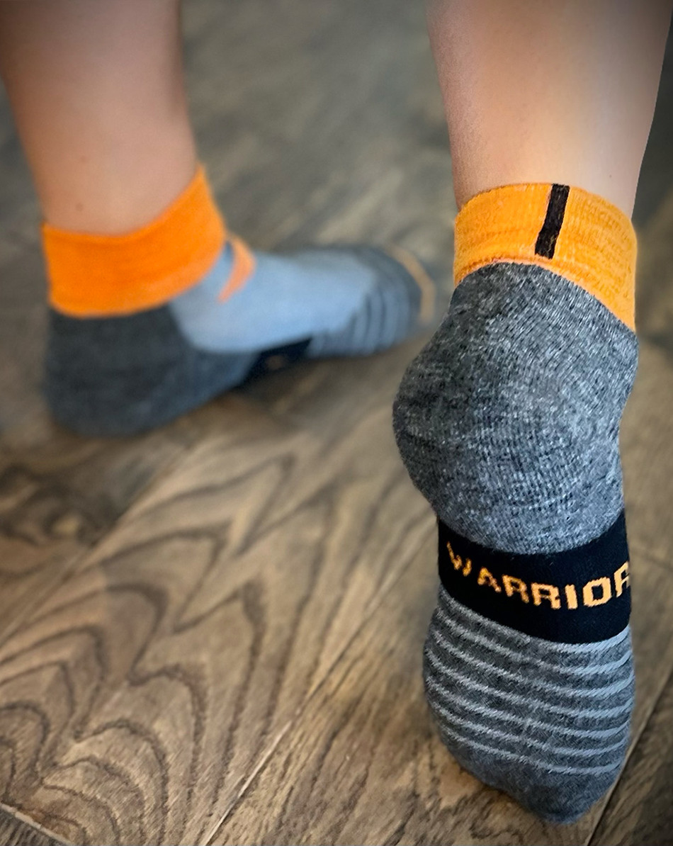 Spirit Stride Sport Alpaca Ankle Socks Running Socks 
On Feet showing sole and foot.