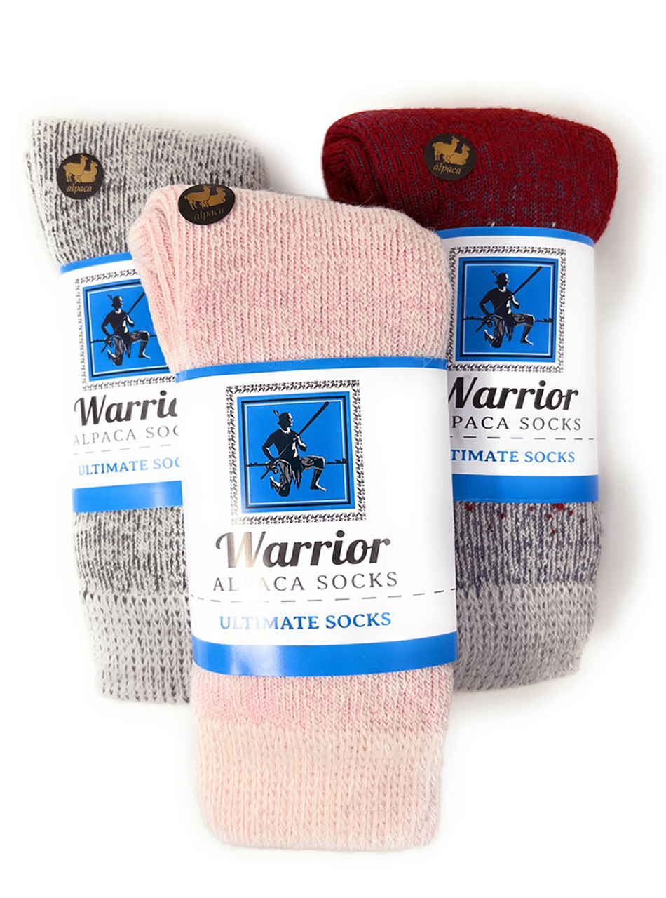 Warrior Alpaca Socks Ultimate Toasty Toes® 3-Pack sox Pink/Grey/Red-Nordic