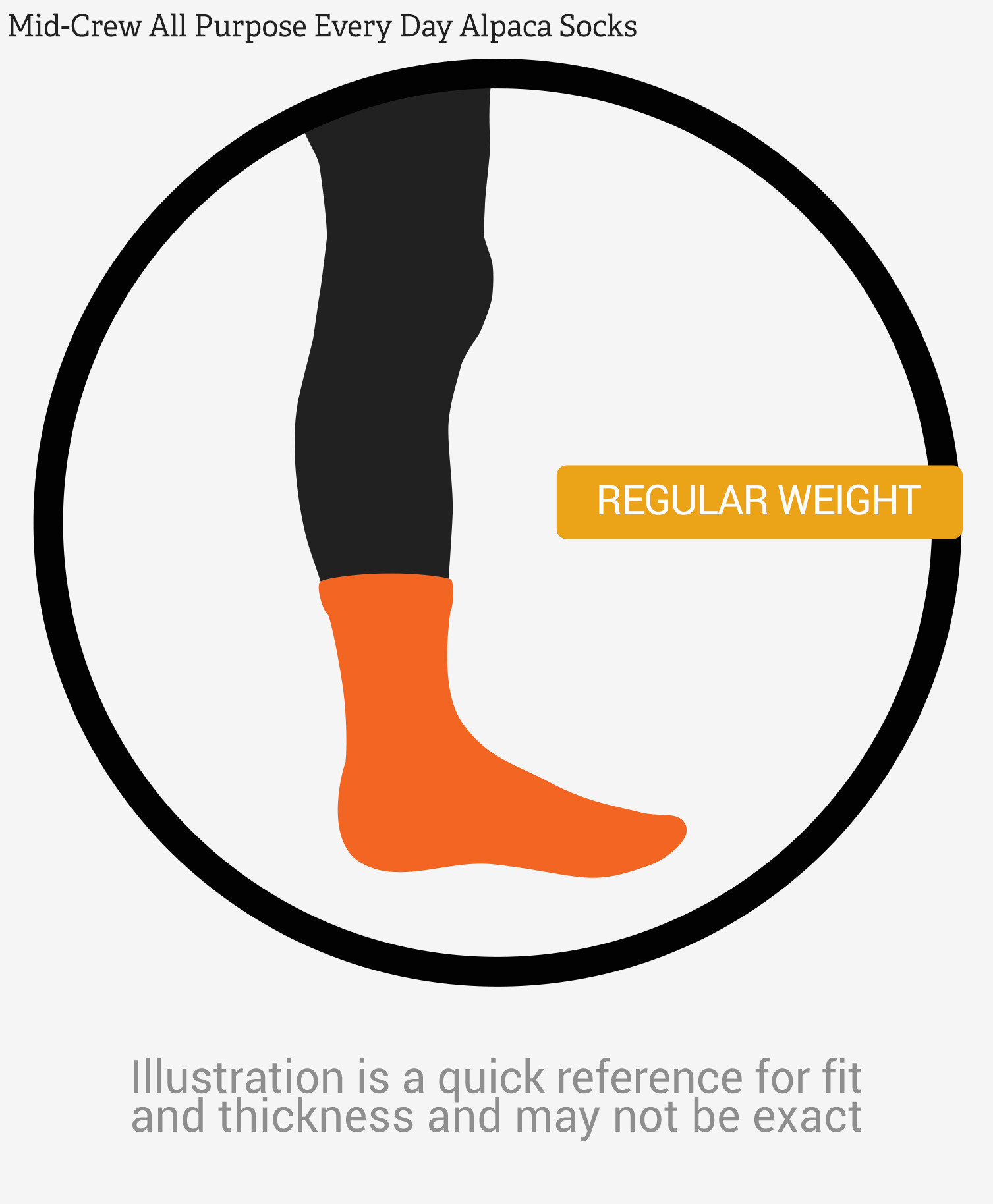 Warrior Alpaca Socks All-Purpose, All-Season, Alpaca Crew Socks - Illustration WPL2.