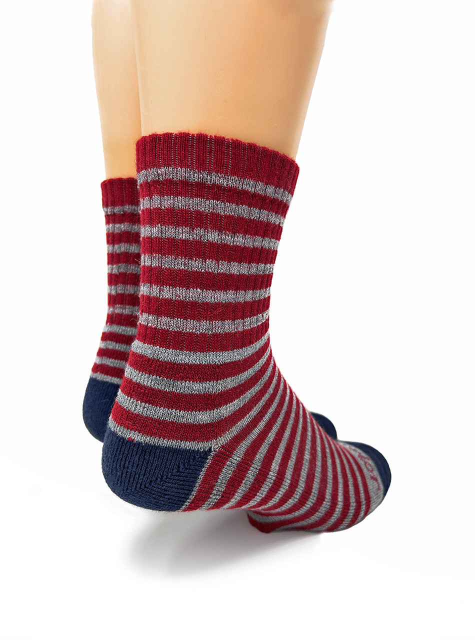 Warrior Alpaca Socks Retro Mini Stripe Quarter Crew WKB2-3 
Heel - Adult