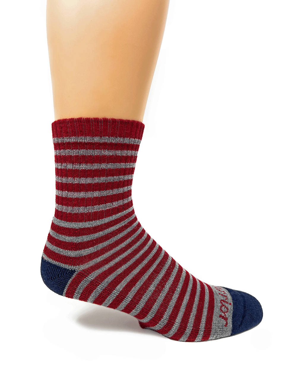 Warrior Alpaca Socks Retro Mini Stripe Quarter Crew WKB2-3 
Side - Adult