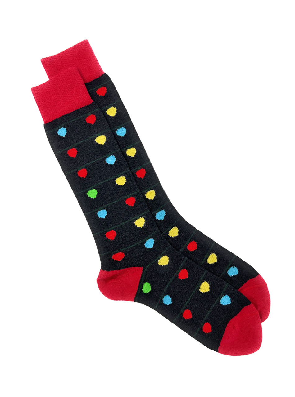 Vintage Christmas Lights - Festive  Alpaca Socks laying flat.
