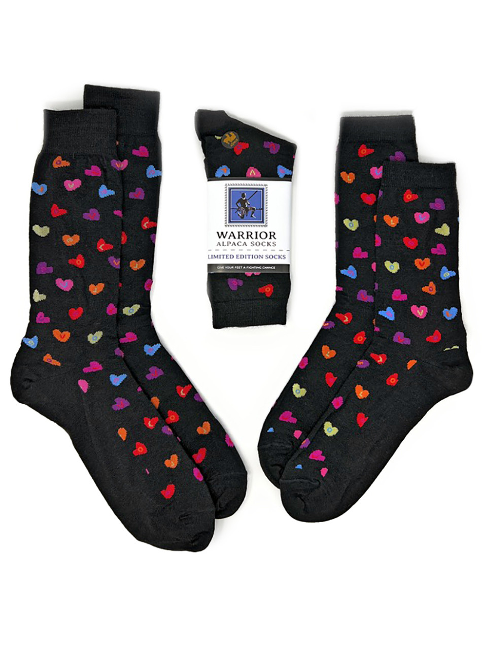 Perfect Pairs: Alpaca Socks for Couples -  Candy Hearts Large and Medium with packaging.