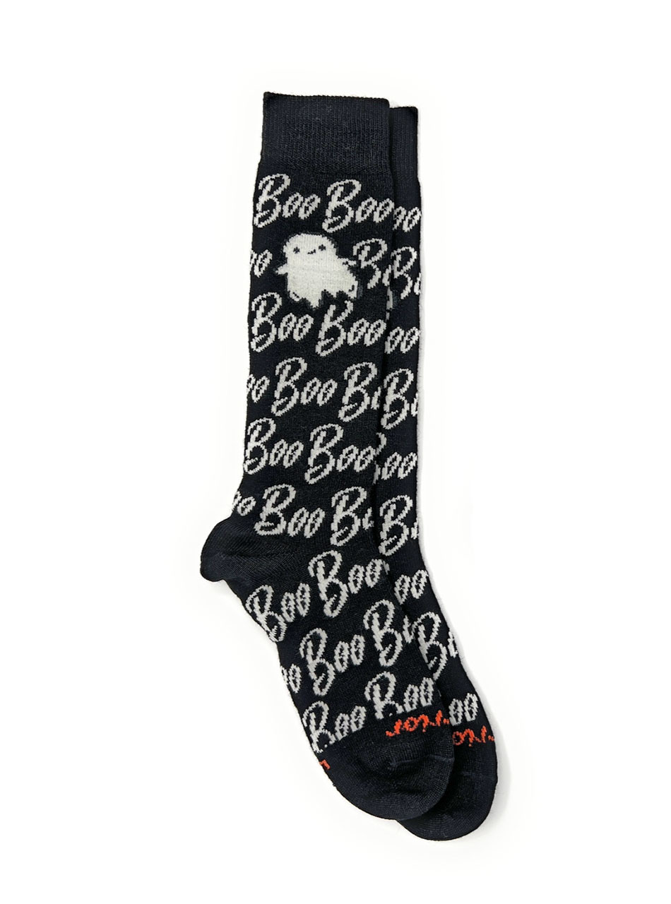 Ghostly Boos Halloween Alpaca Socks -  Flat.