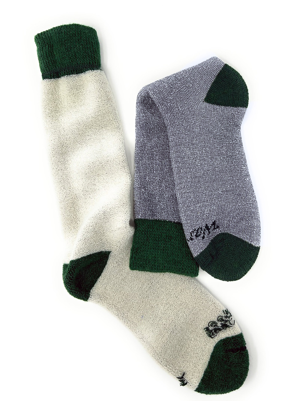 Heritage Camp Alpaca Socks - Inside terry lined and outside.