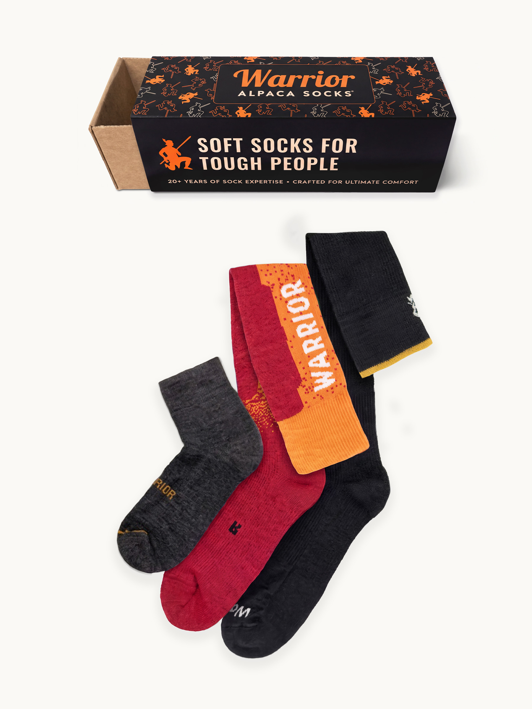 Extreme Athletic Sport Sock Box flatlay in orange with box