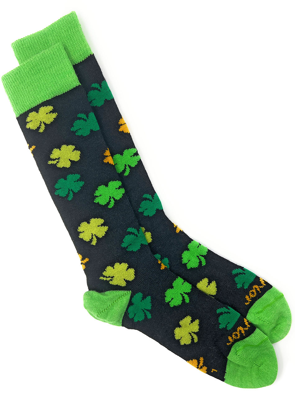 Lucky Shamrock Alpaca Socks, size Large, flat.