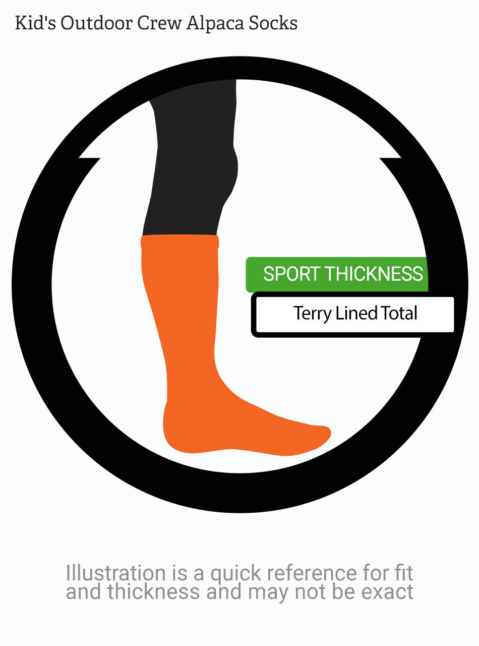 Warrior Alpaca Socks Kids Trail Blazer Outdoor Alpaca Crew Socks Illustration CTK2.