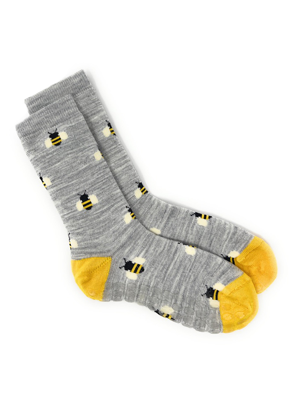 Bee Happy Alpaca Kids Grippy Socks, flat