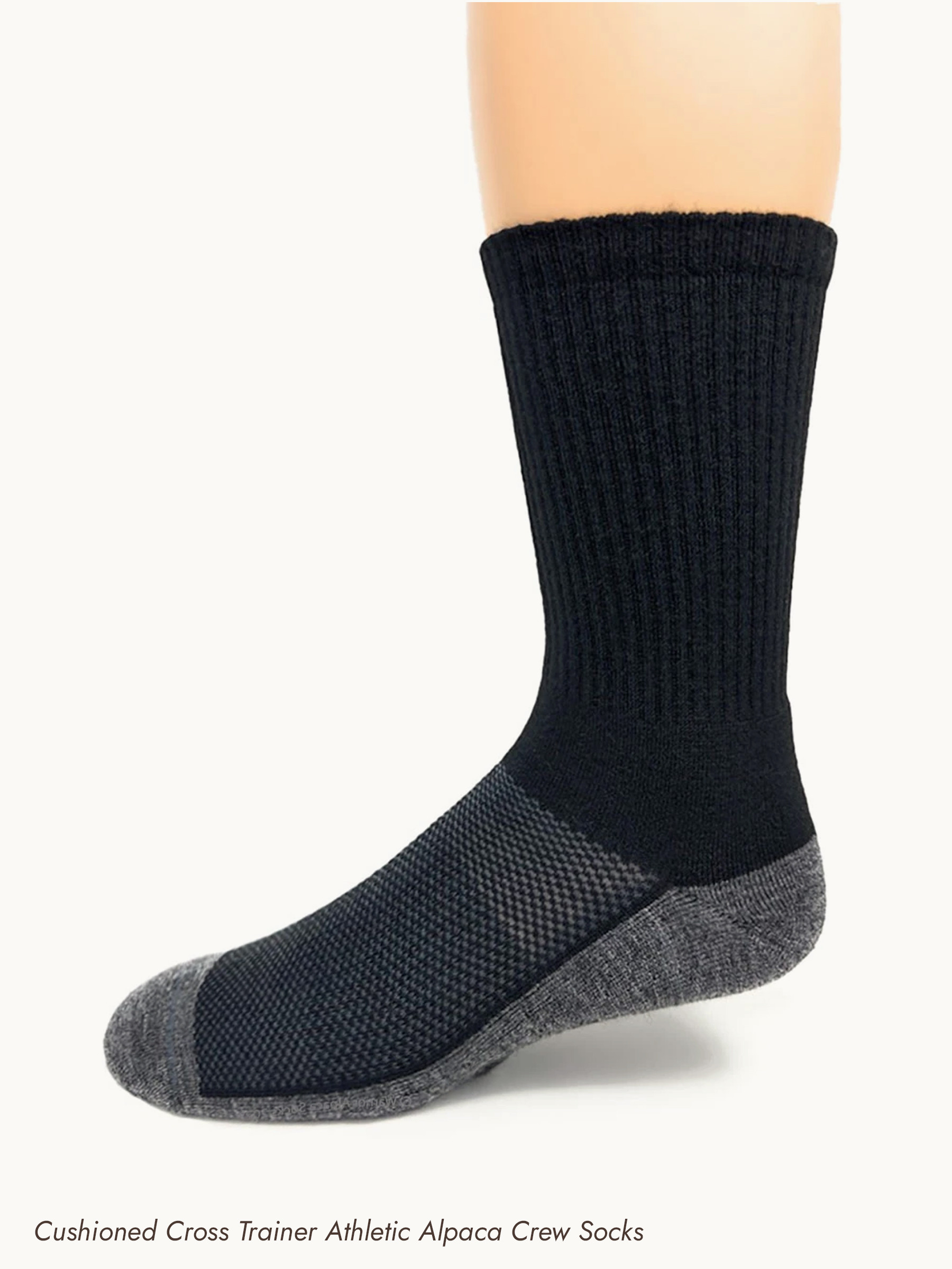 Everyday Hero Alpaca Sock Box - Cushioned Cross Trainer Athletic Alpaca Crew Socks in black