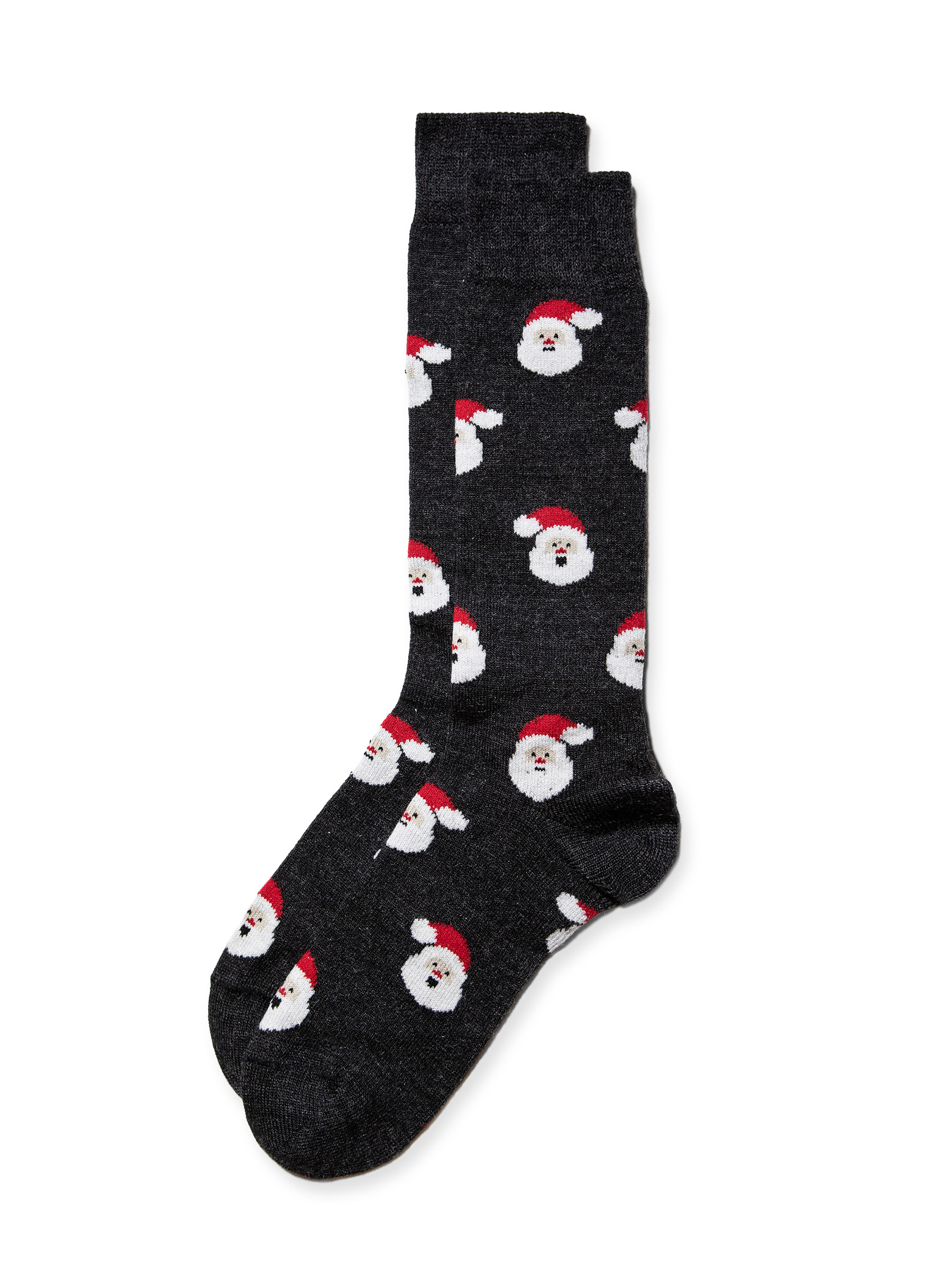 Jolly Santa Face Alpaca socks in charcoal