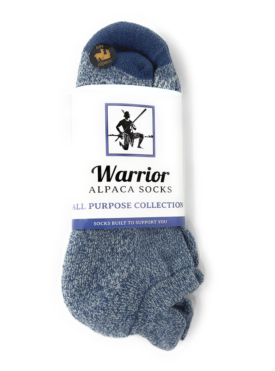 All Purpose Cushioned Alpaca Ankle Socks - All Season - Comfort Collection in Slate Blue - In Package.