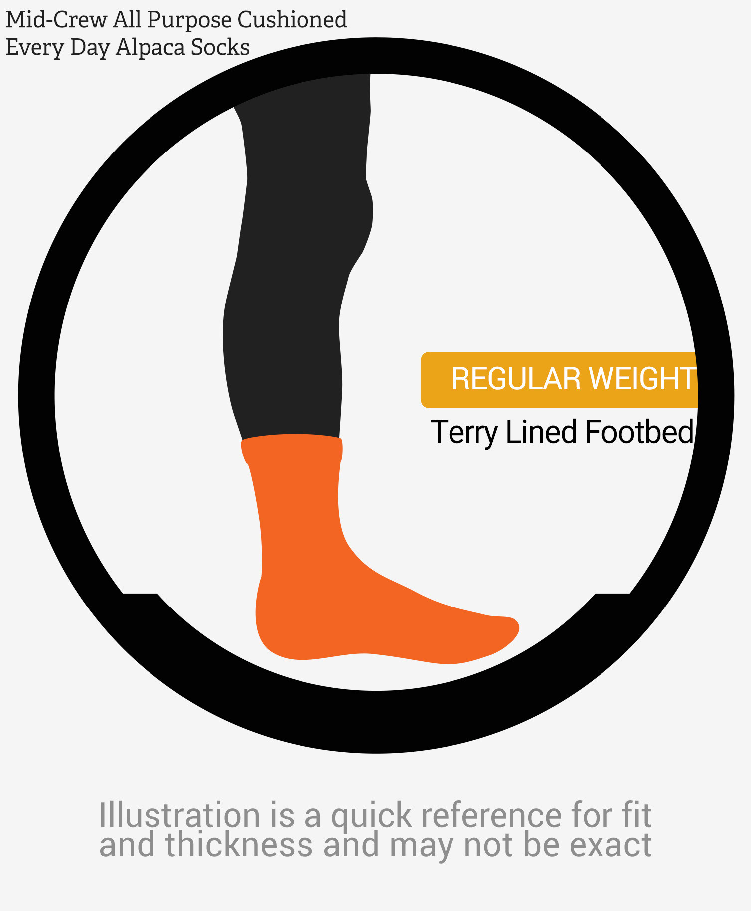 All Purpose Cushioned Alpaca Crew Socks - Comfort Collection Sock Illustration WPA2.
