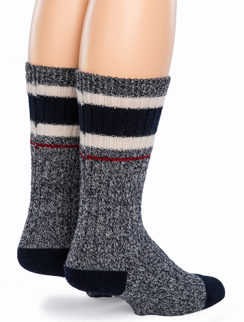 Old School Athletic Stripe Alpaca Crew Socks - Back.