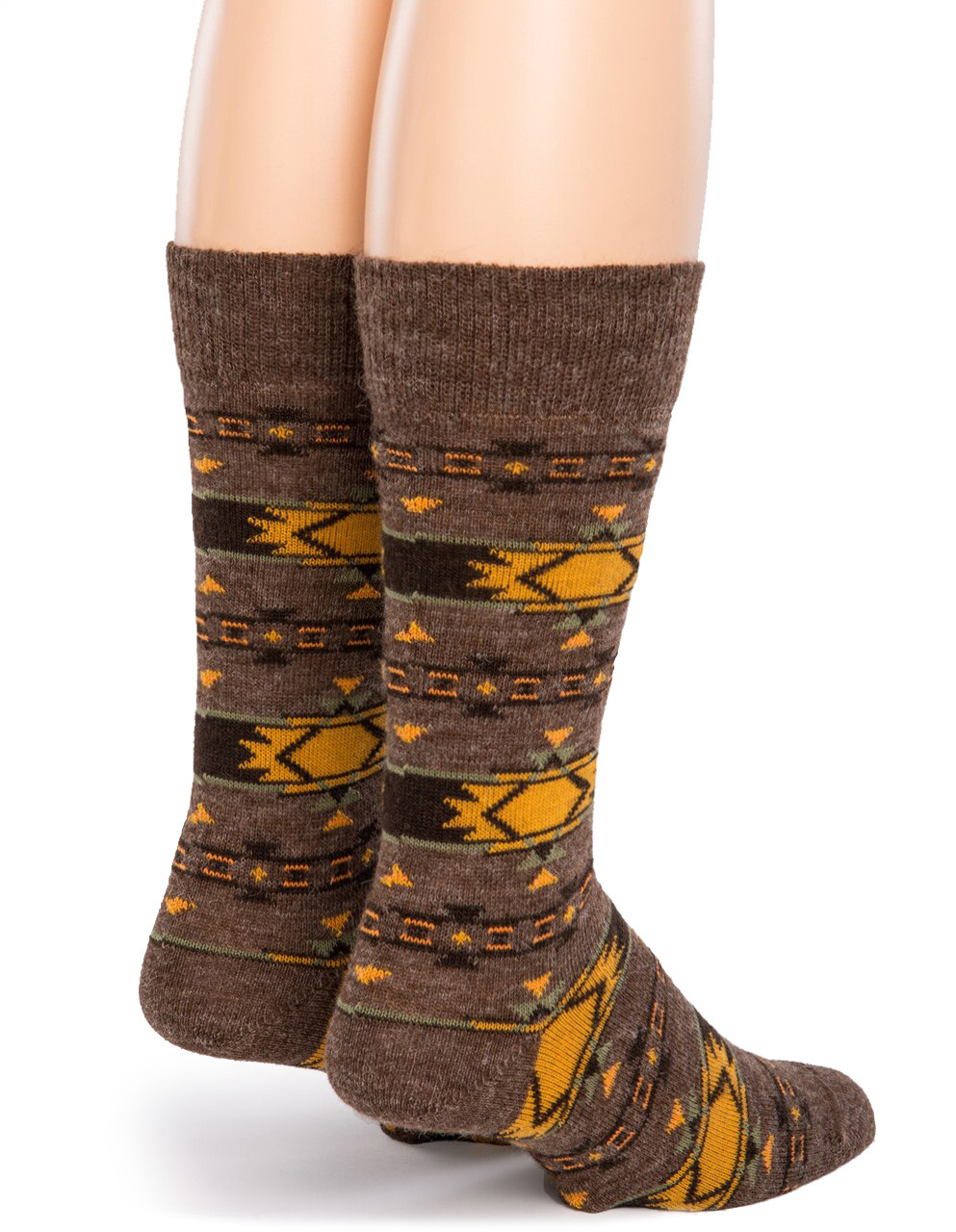 Desert Geo Patterned Alpaca Crew Socks - back.