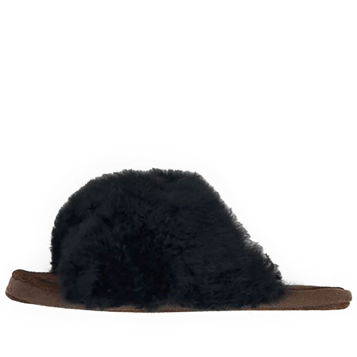 Criss-Cross Alpaca Fur Band Slippers Side view