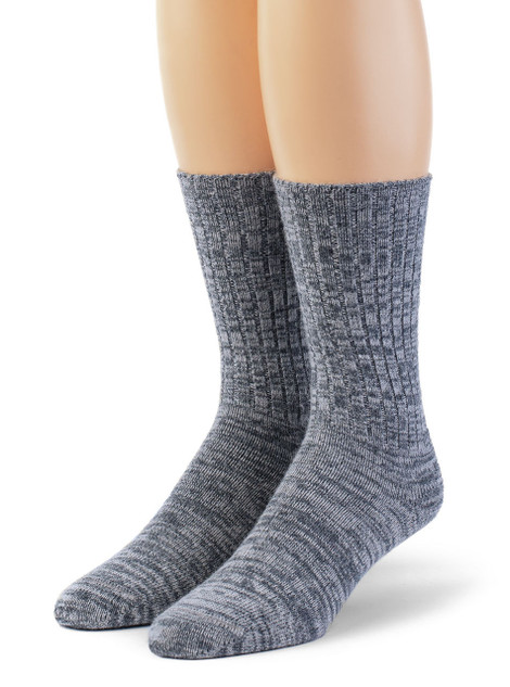 Women's Marled Alpaca Camp Socks Crew Space Dyed blue