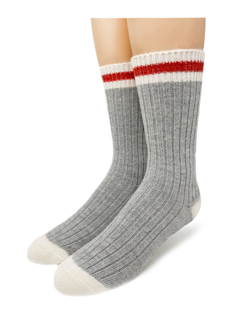 Red Stripe Throwback Alpaca Socks for Every Age - Toe.