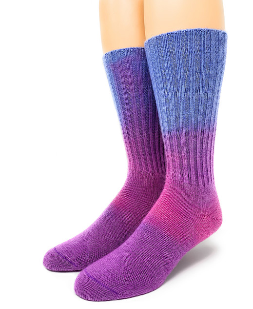 Casual Crew Tie-Dye Socks - Hand Dyed 
Blue, Pink, Purple TOE