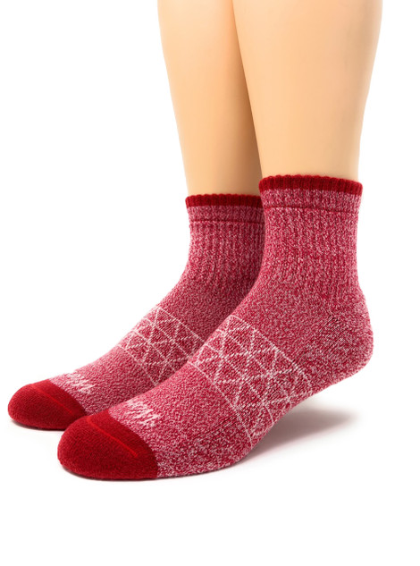 All Purpose Cushioned Alpaca Quarter-Crew Socks Red - Main Image.